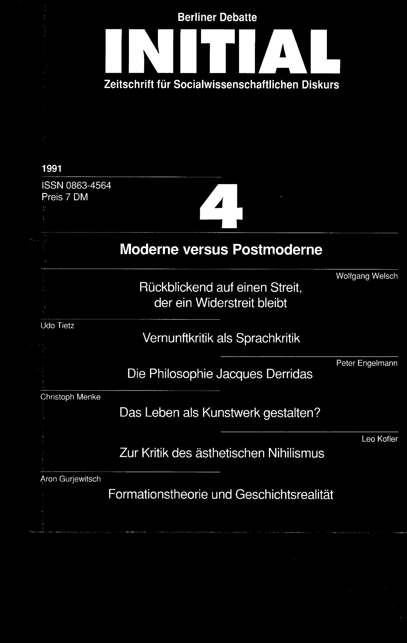 Moderne versus Postmoderne