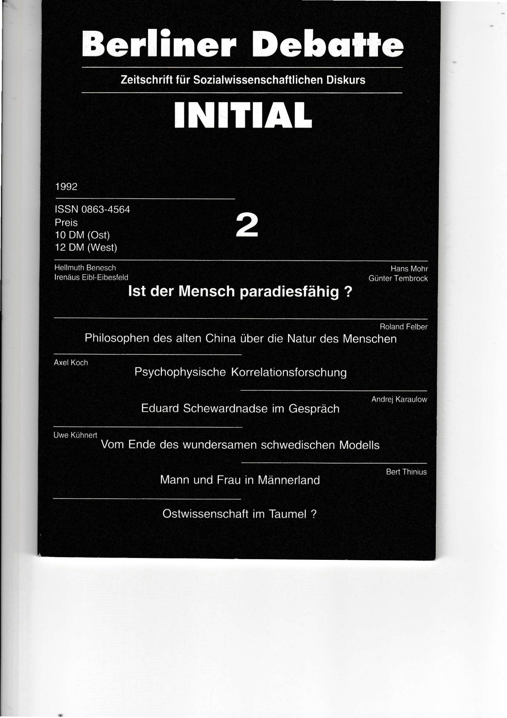 Ist der Mensch paradiesfähig?