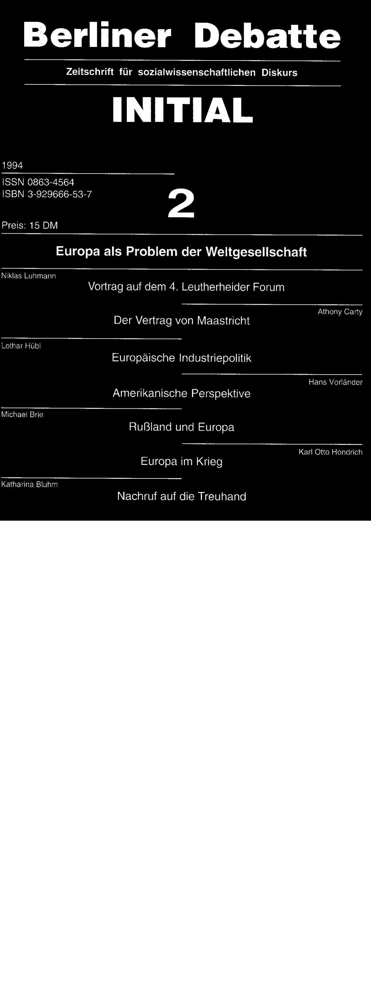 Europa als Problem der Weltgesellschaft