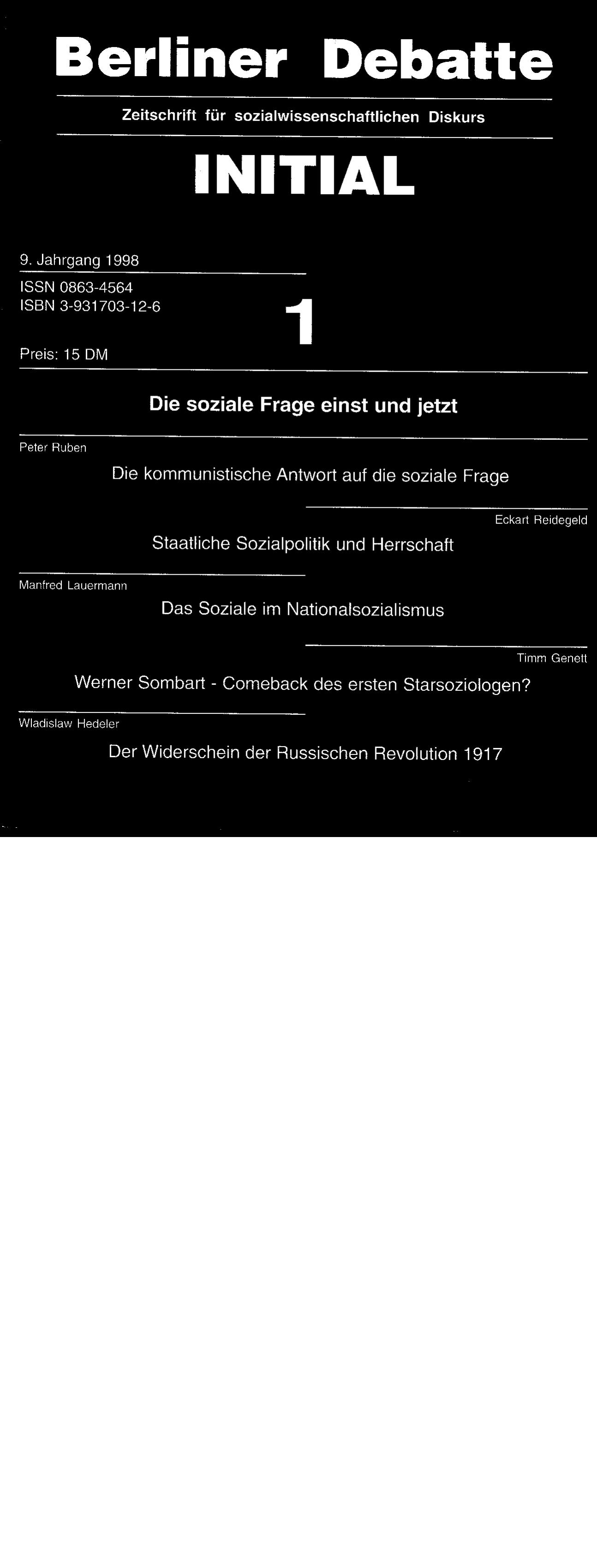 Die soziale Frage einst und jetzt