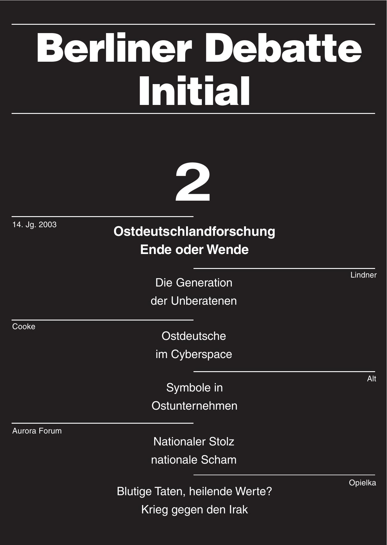 Ostdeutschlandforschung Wende oder Ende