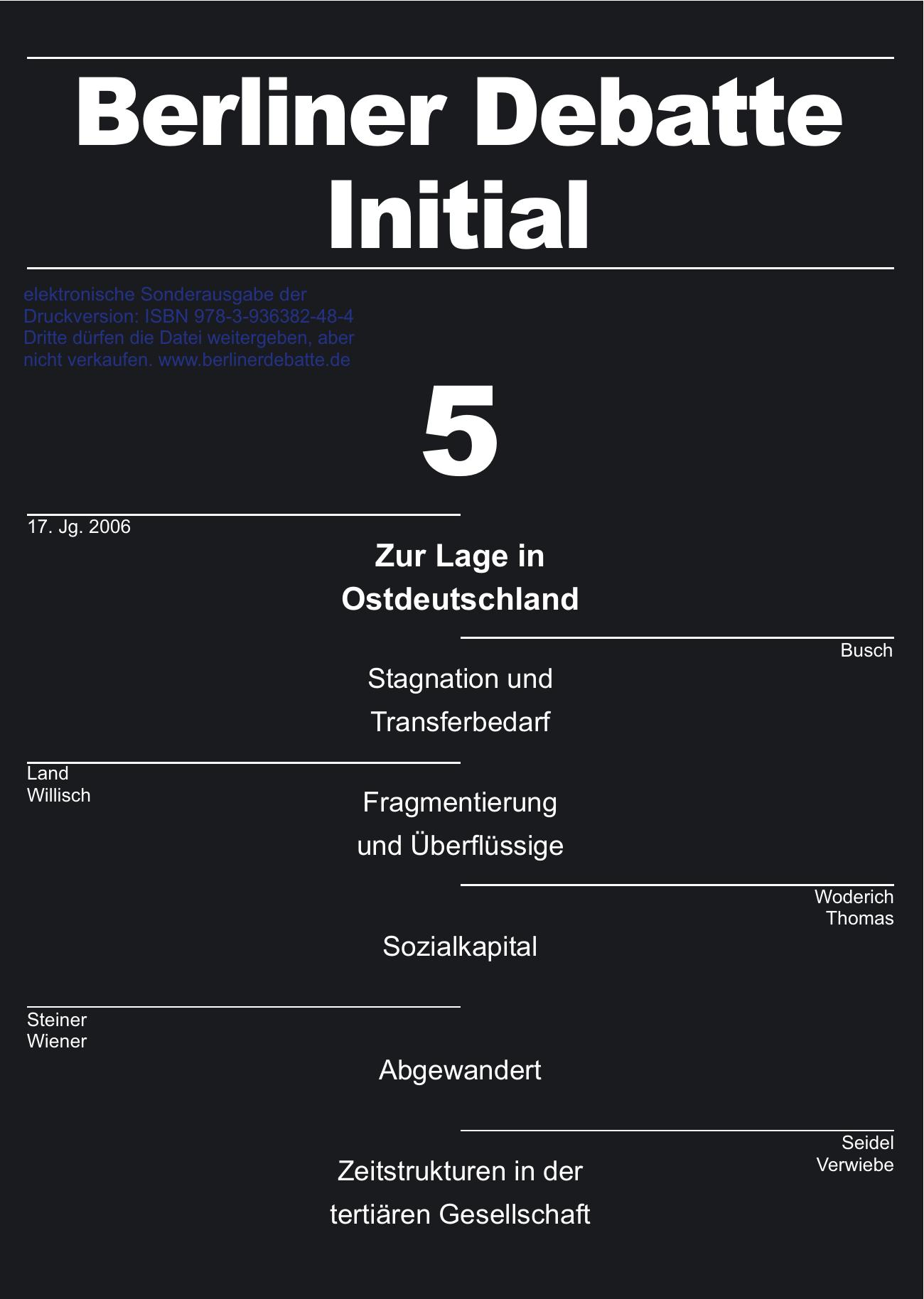Zur Lage in Ostdeutschland